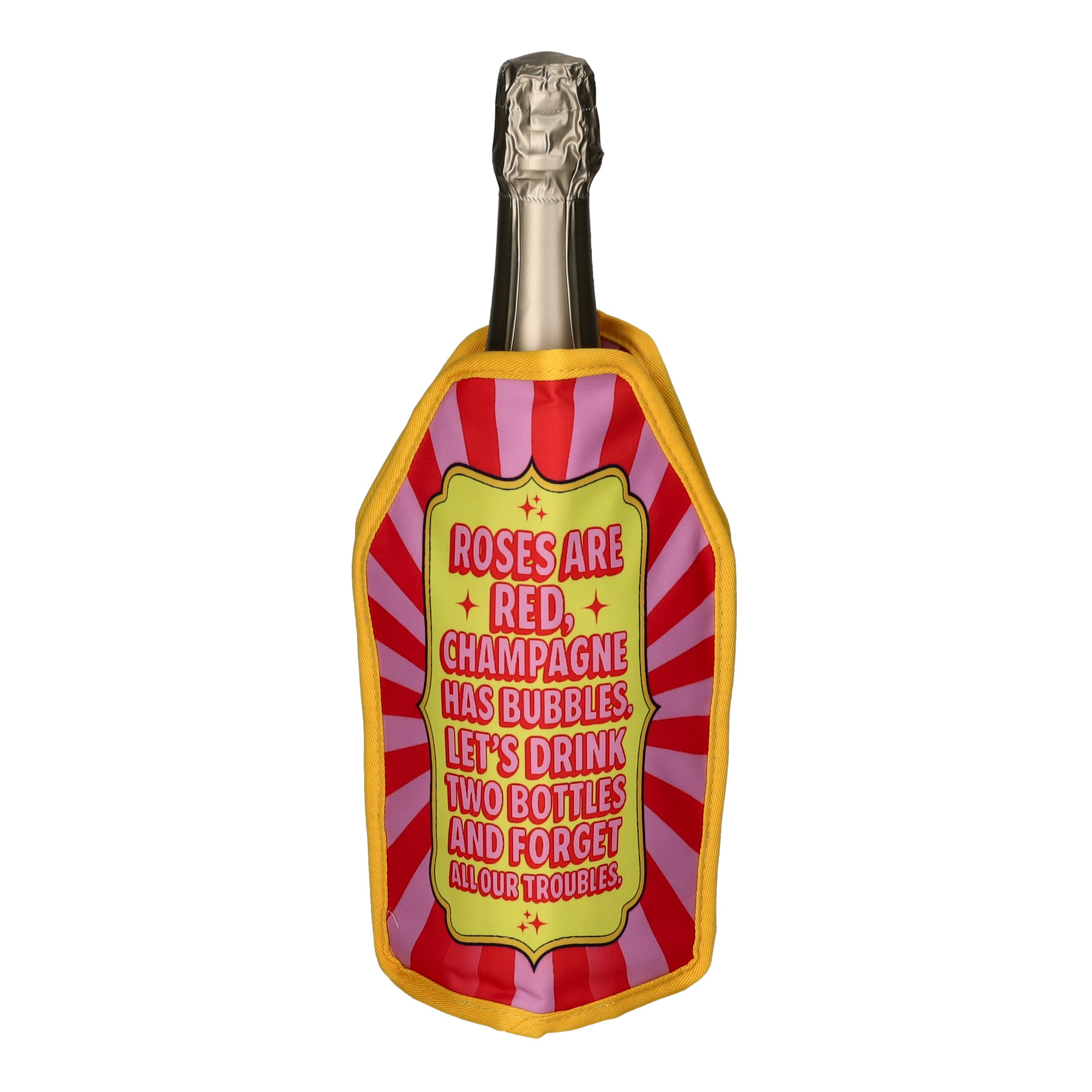 Froid Kühlmanschette mit Motiv Roses are red in Rot/Gelb Flasche, Sektflasche, Champagnerflasche, Bunte Flasche, Party-Deko