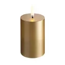 Piffany LED Stumpenkerze Gold Finish, glatt, 5x7,5cm Kamin-Kerze, Messing, Einzeln, Standkerze, Zylinderform