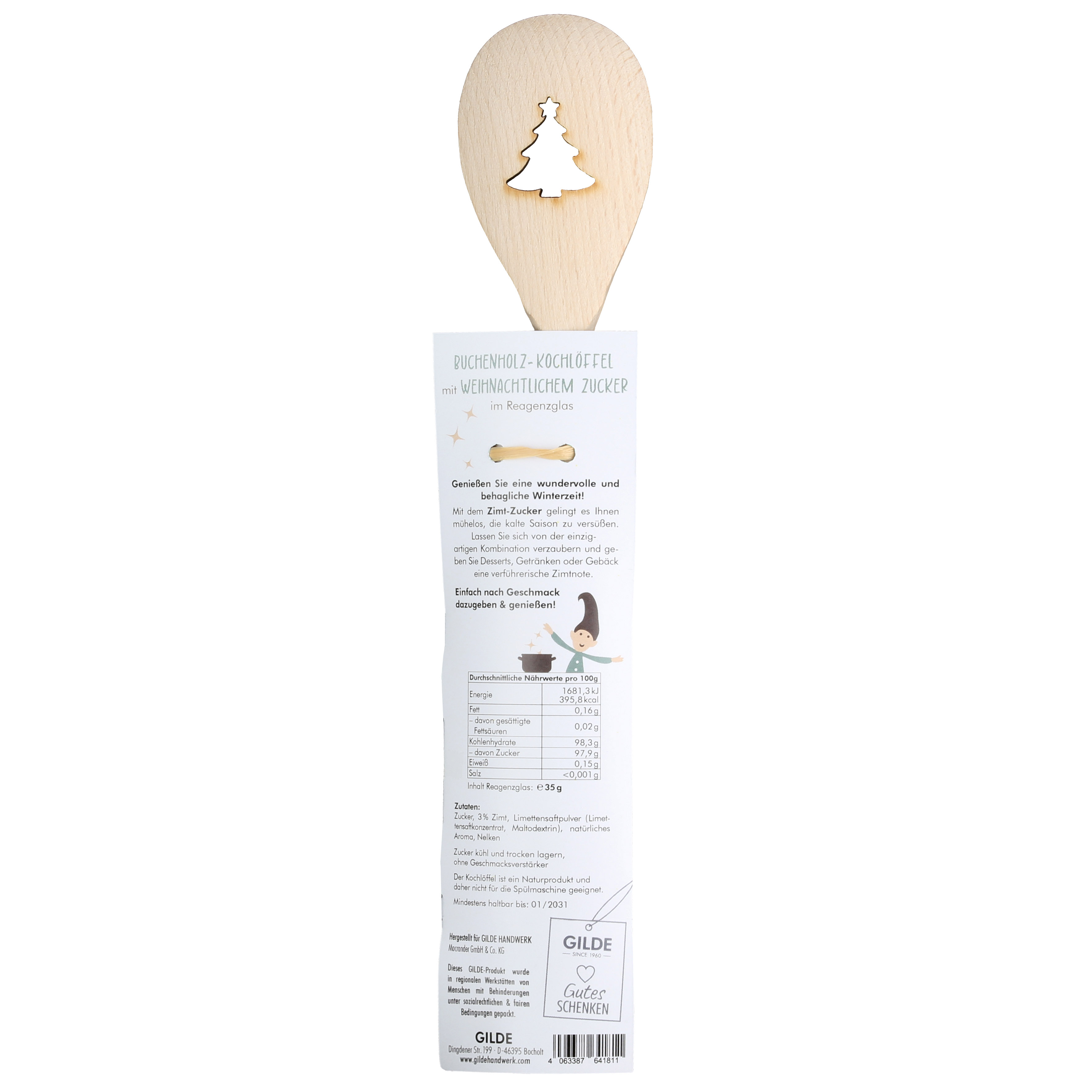 Kochlöffel Nils Tannenbaummotiv Holz Holzlöffel, Kochlöffel, Holz, Weihnachtsdesign, Schaumzucker-Stopper