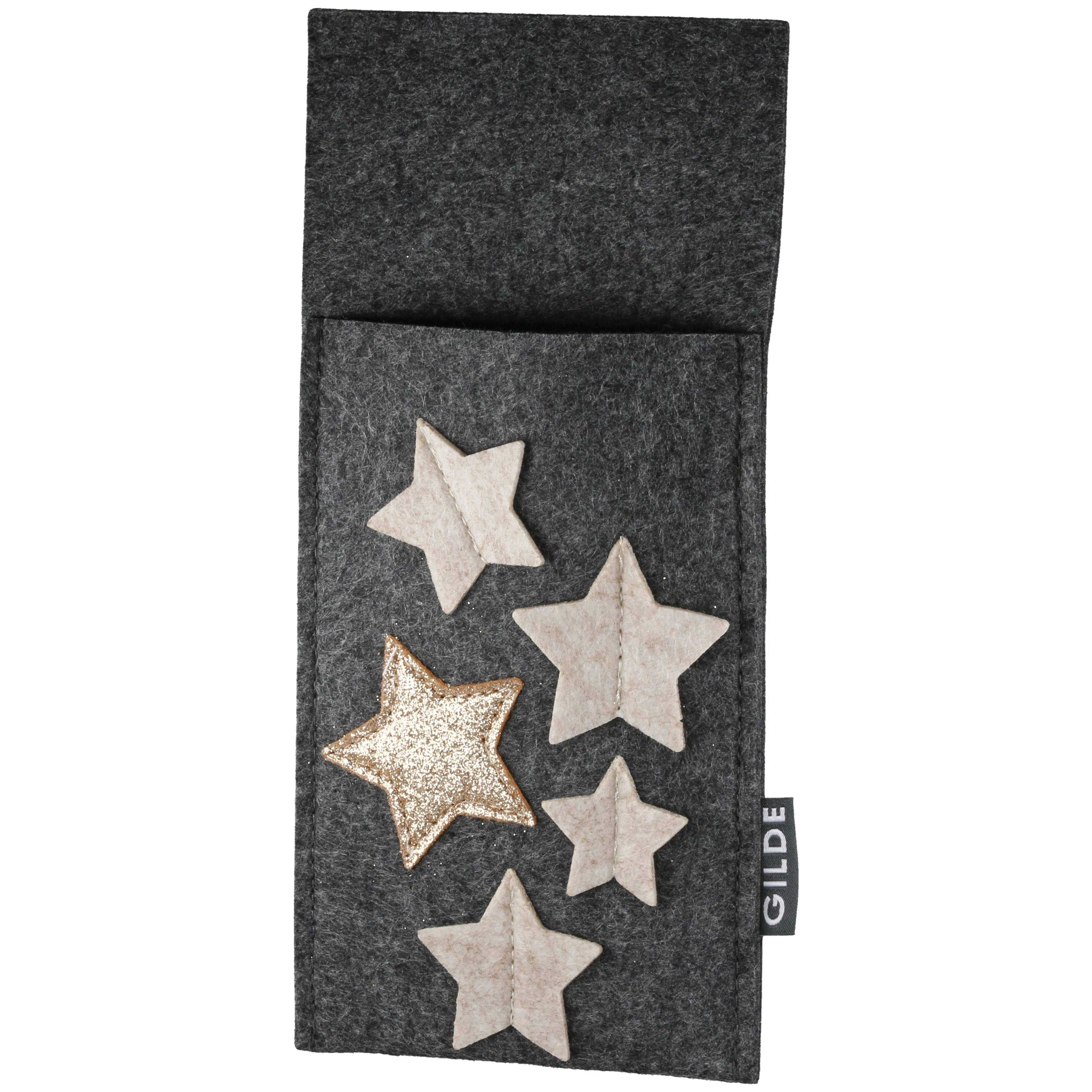 Bestecktasche Sternregen Filz grau Stofftäfel, Sterne, Schultertasche, Filz, Geldbörse