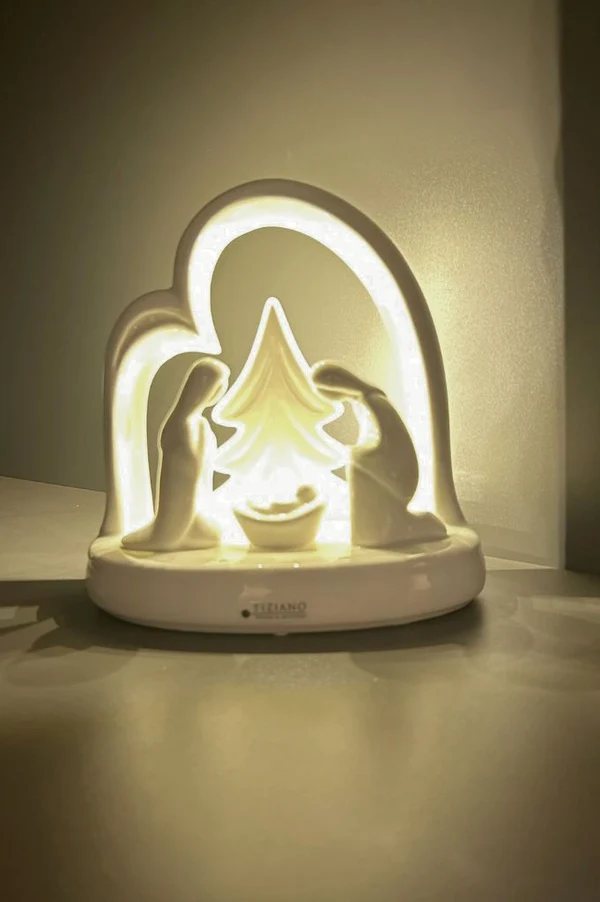 Krippe Santo Natale LED oval Lichtdeko, Winter, Weihnachtsdeko, Motiv Ski, LED-Lampe