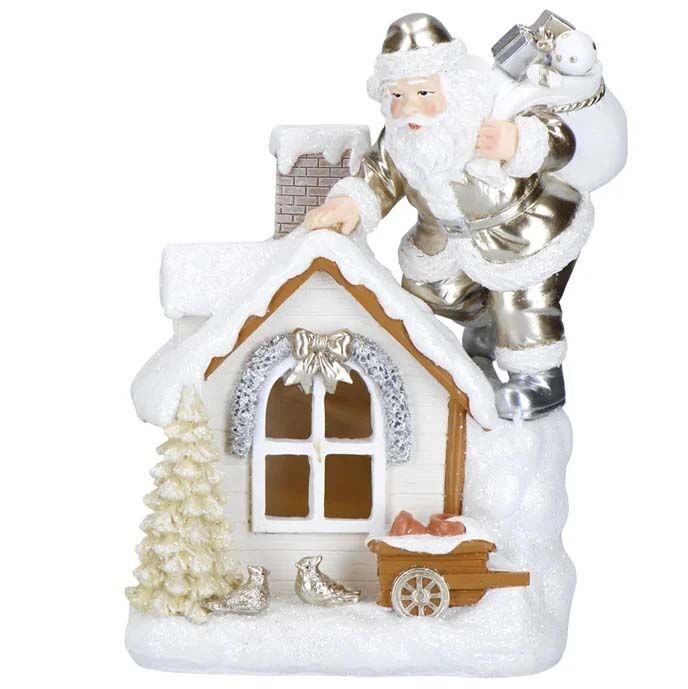 Santa mit LED Haus Variante 1 Erwachsener, Braut, Weiblich, Person, Frau