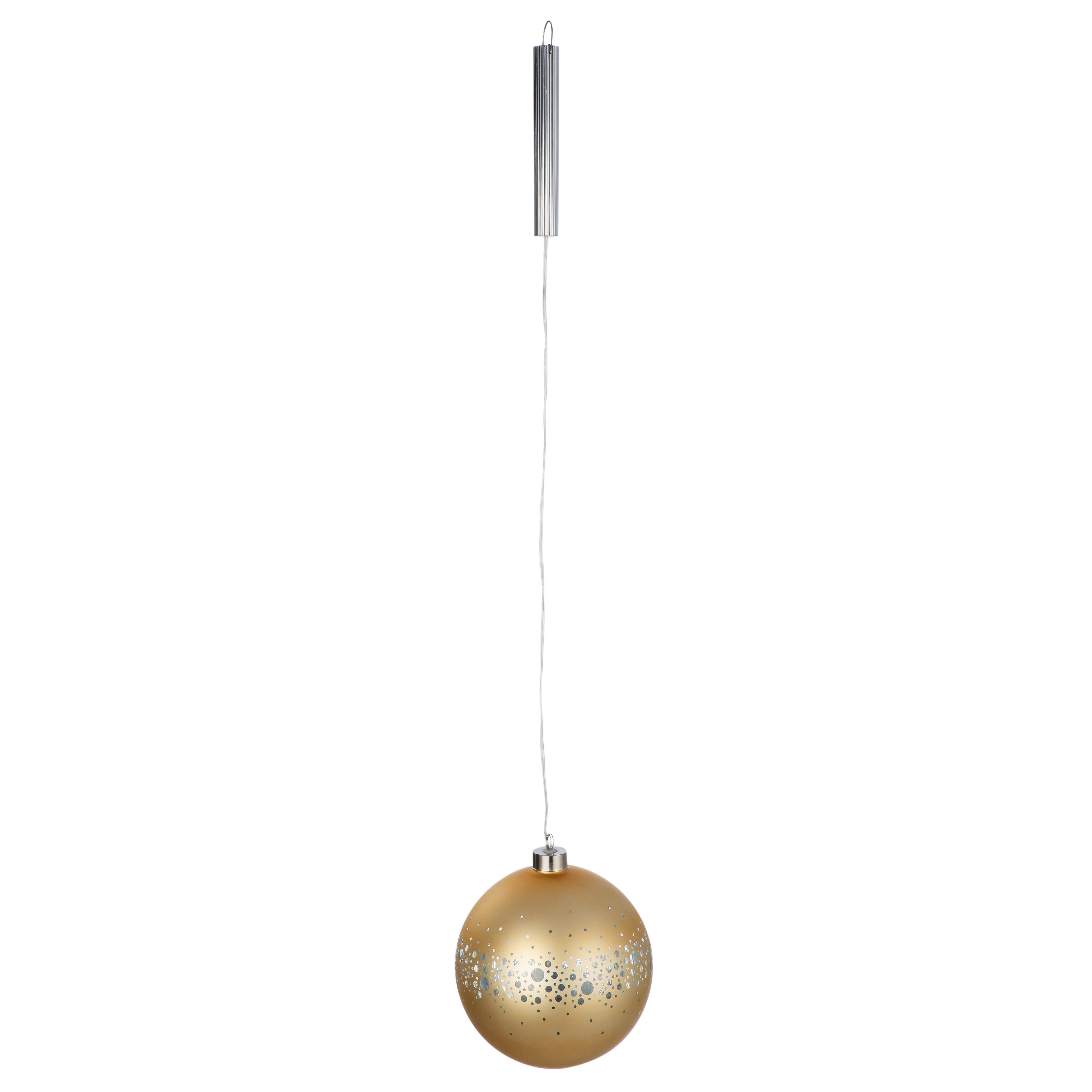 Weihnachtskugel, Baumschmuck, Glitzerperforation, Gold, Aufhänger