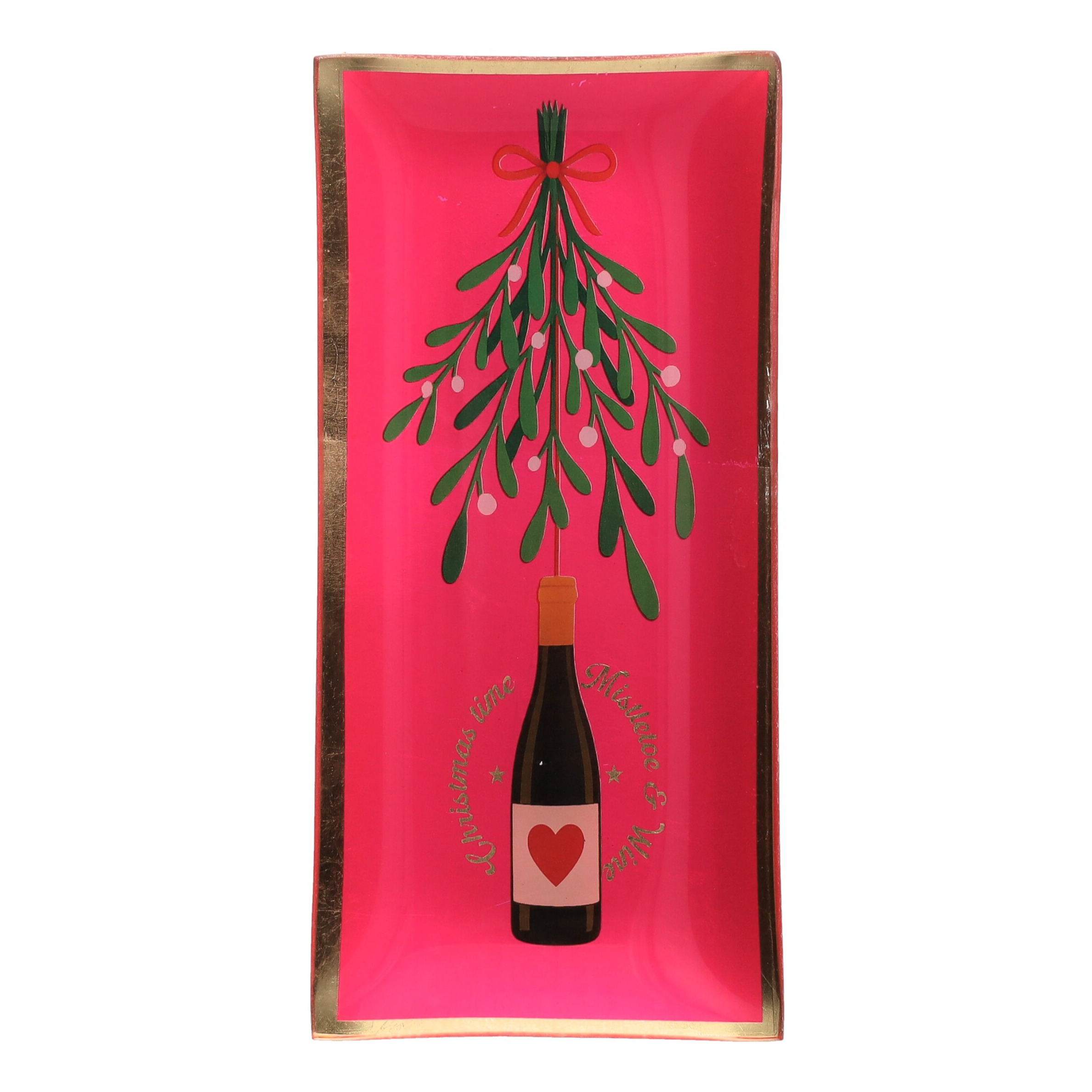 Love Plates Glasteller L mit Christmas time Motiv in hot pink weihnachtskarte, weinflasche, herz, pink, baumschmuck