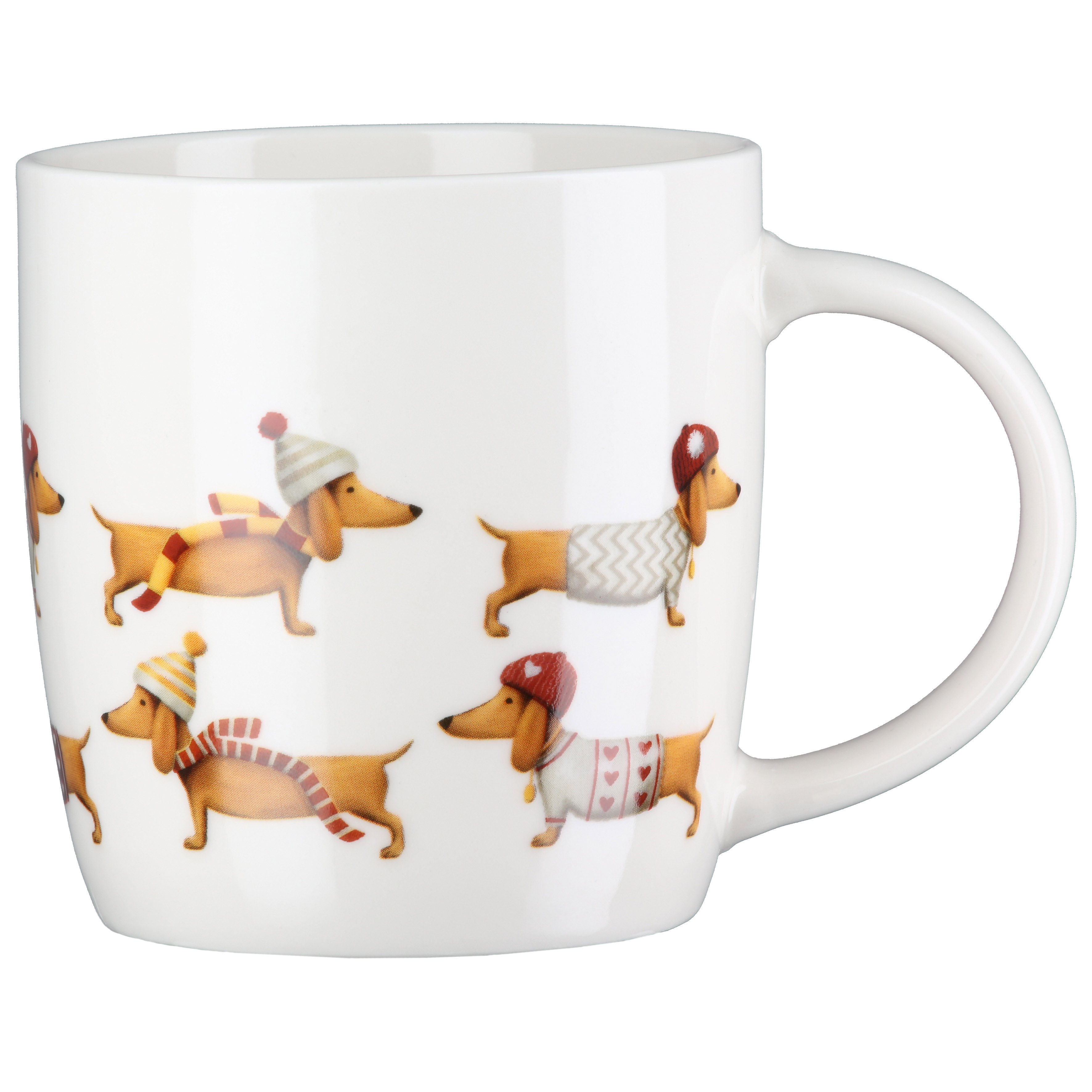 Tasse Frieda Dackelmotiv Tassenmuster, Dackel, Hunde-Design, Weihnachtsmotiv, Porzellan