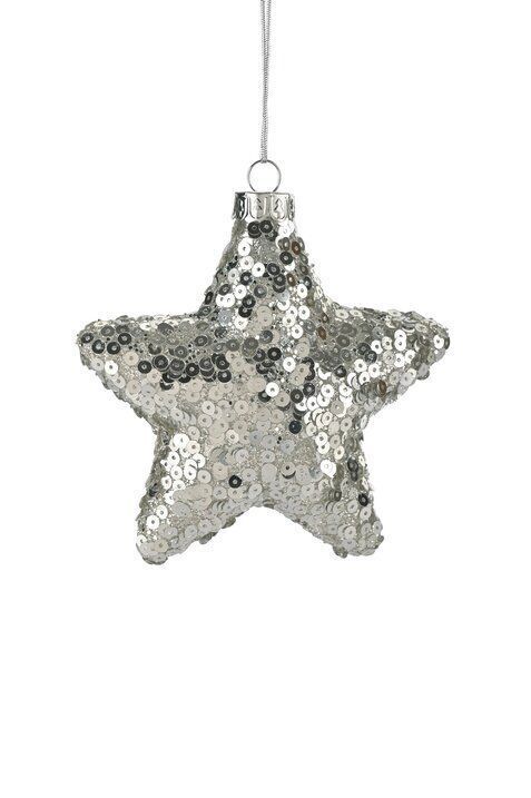 Seoul Weihnachtsstern 10,5cm Glas Silber Zubehor, Silber, Kronleuchter, Lampe