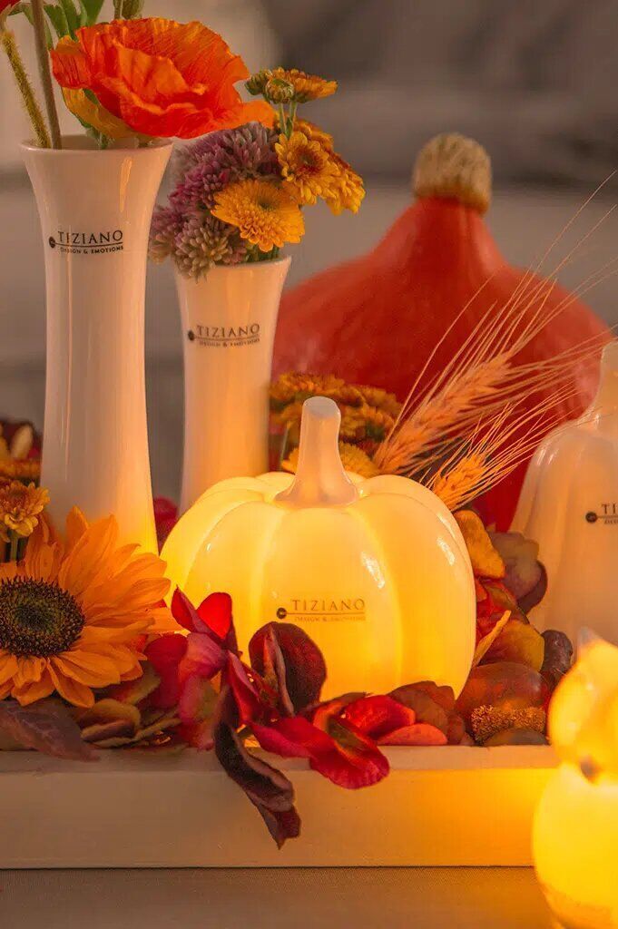 Kürbis Pastazo rund 12cm LED Porzellan