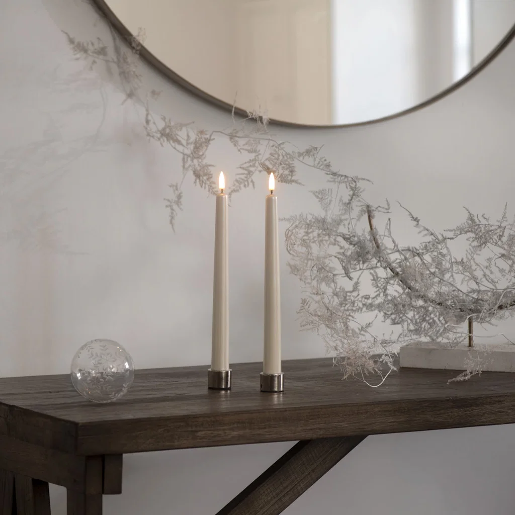 Kerze, Kerzen, Tischdeko, Weiß, Glasornament