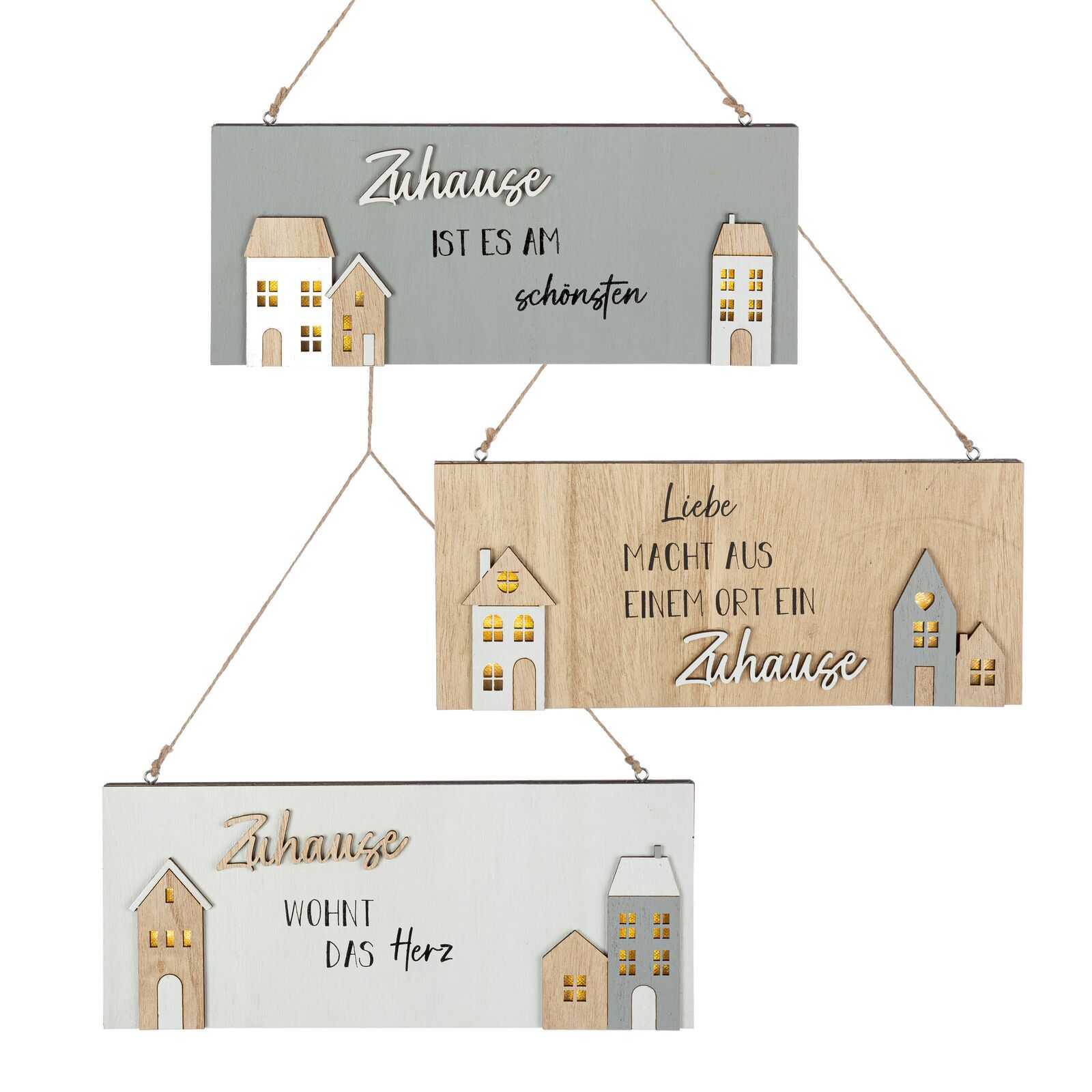 Deko Schild Zuhause weiß Sperrholz, Holz