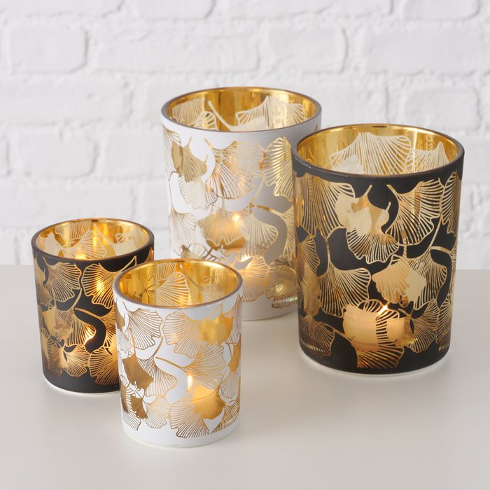 Windlicht Gingko 8cm weiß