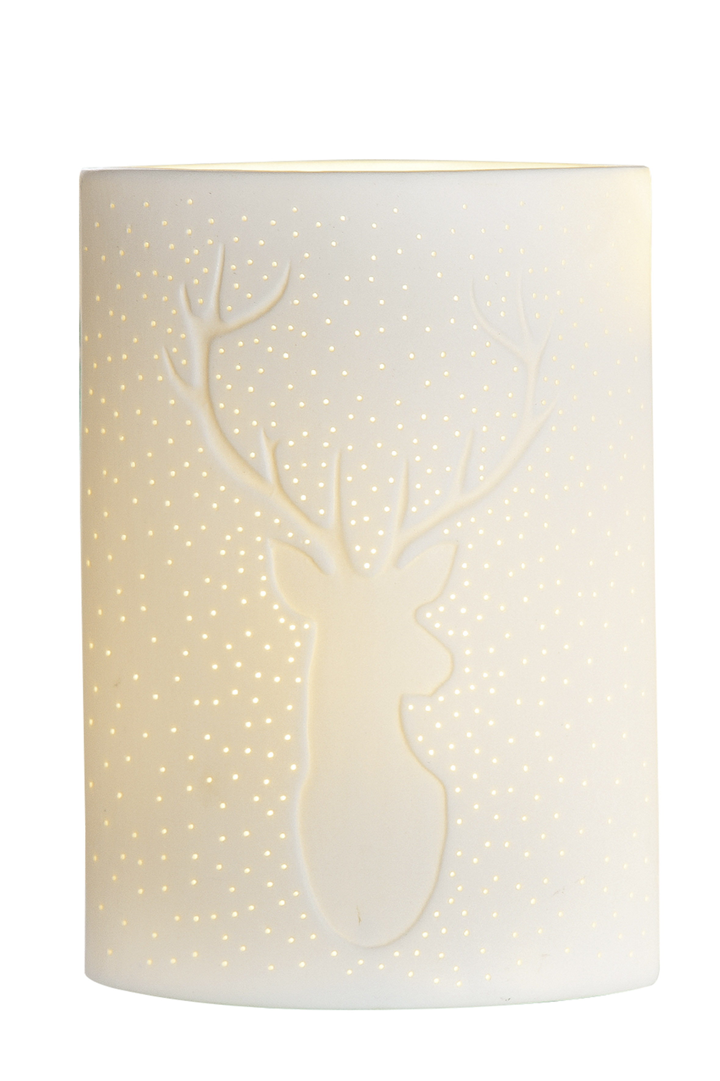 Tischleuchte Hirschmotiv Porzellan Lampe, Geweih