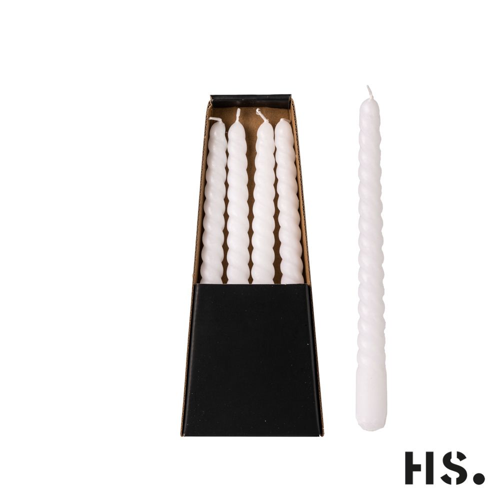 UMwoSLdU Dinner Candle Swirl weiß 4 Stück