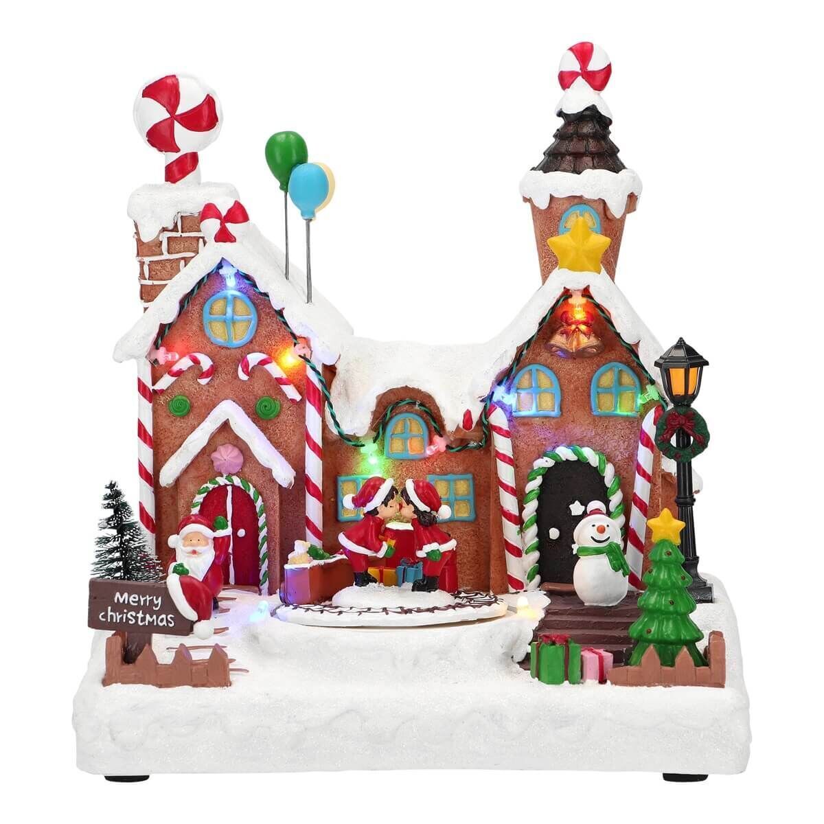 Christmas Candy House LED animiert Essen, Süßigkeiten, Plätzchen, Zuckerguss, Leute