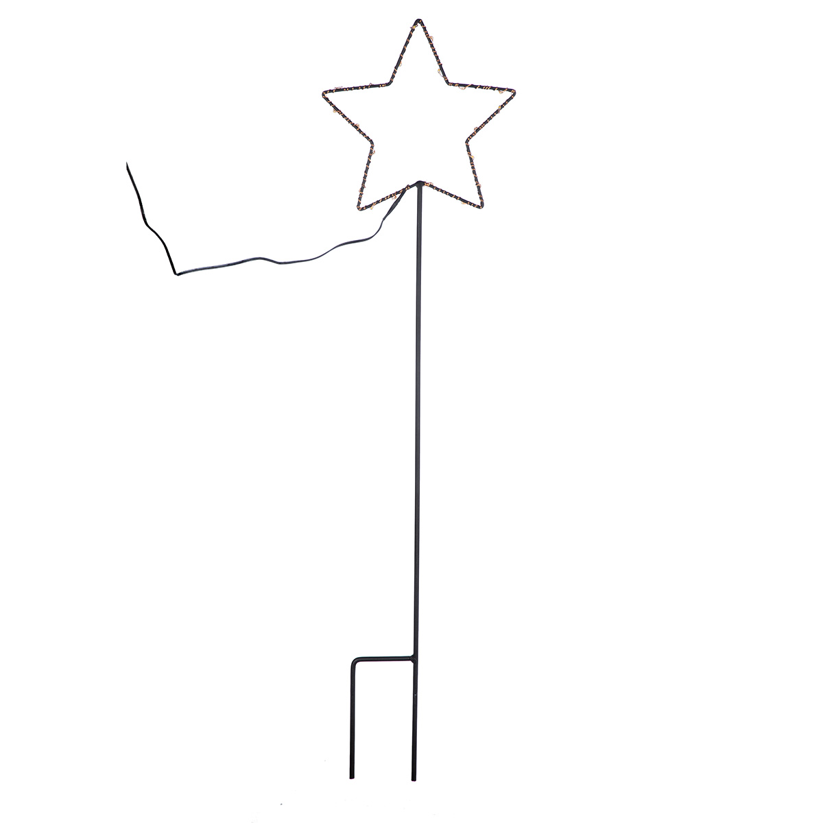 Gartenstecker Lumen Stern LED Metall Sternen-Lichterkette, Weihnachtsstern, Lichterbogen, Stange, metallic