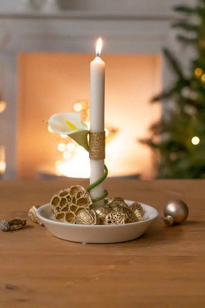 Evita-Schale-einzeln Kerzenhalter Evina 18cm cremeweiß