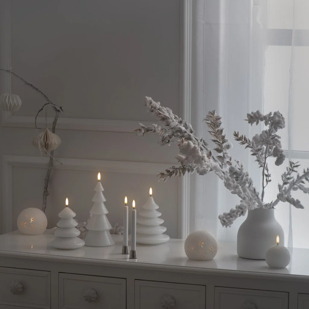Ceramic light dome Nordic white 9x10 cm von Piffany weihnachtsdeko, kerzen, vase, zweige, lichtdecor