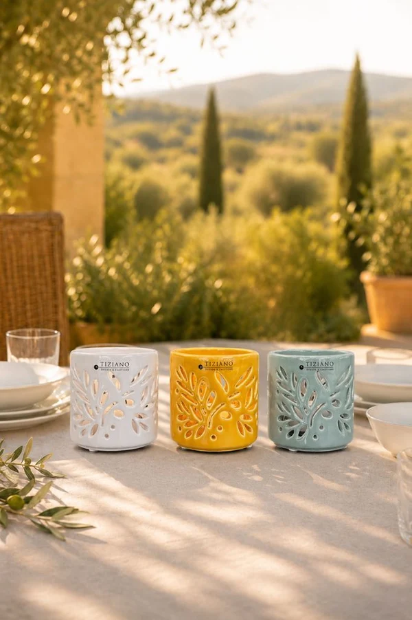 candlestick, keramik, bunt, deko, tischdekoration