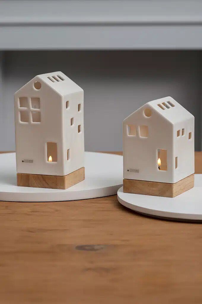 oslo-holzbase-kollektion Teelichthaus Oslo 15cm cremeweiß