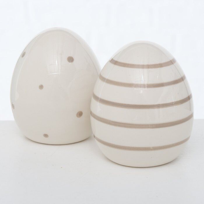 Dekofigur Ei Finn beige 8cm Streifen