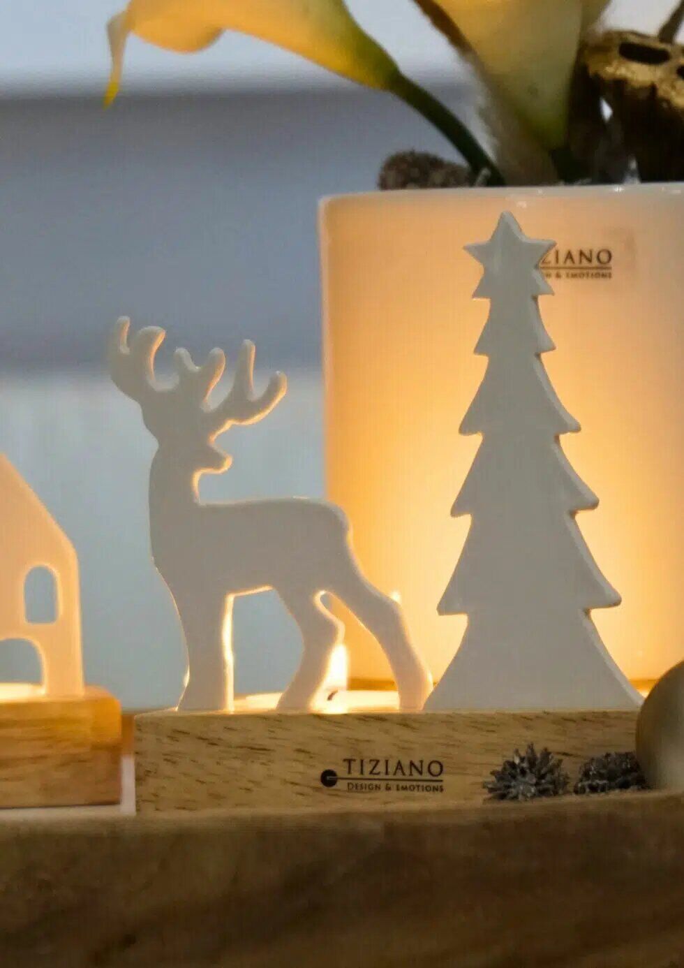 Lichtobjekt Sandane Hirsch 12cm cremeweiß