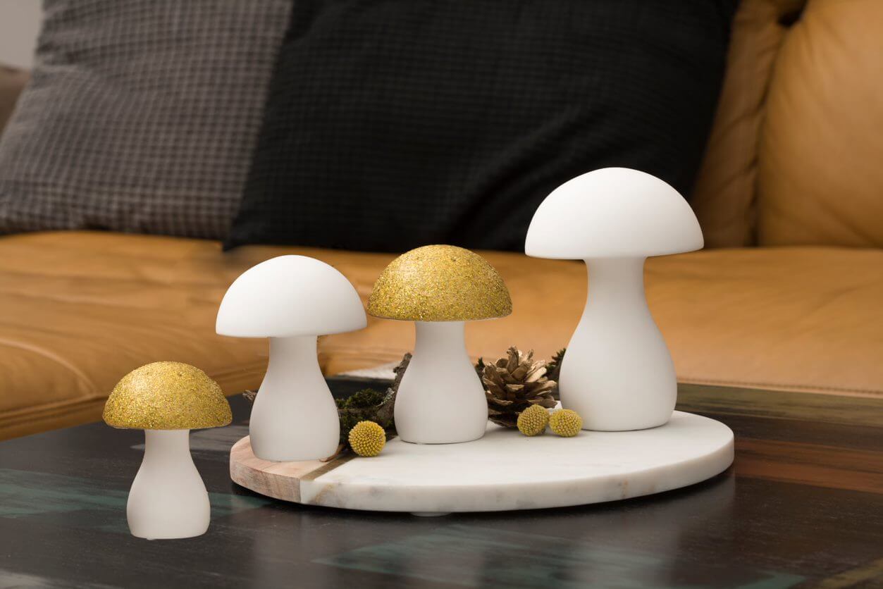 Pilz Palio weiß/goldglitzer 10cm