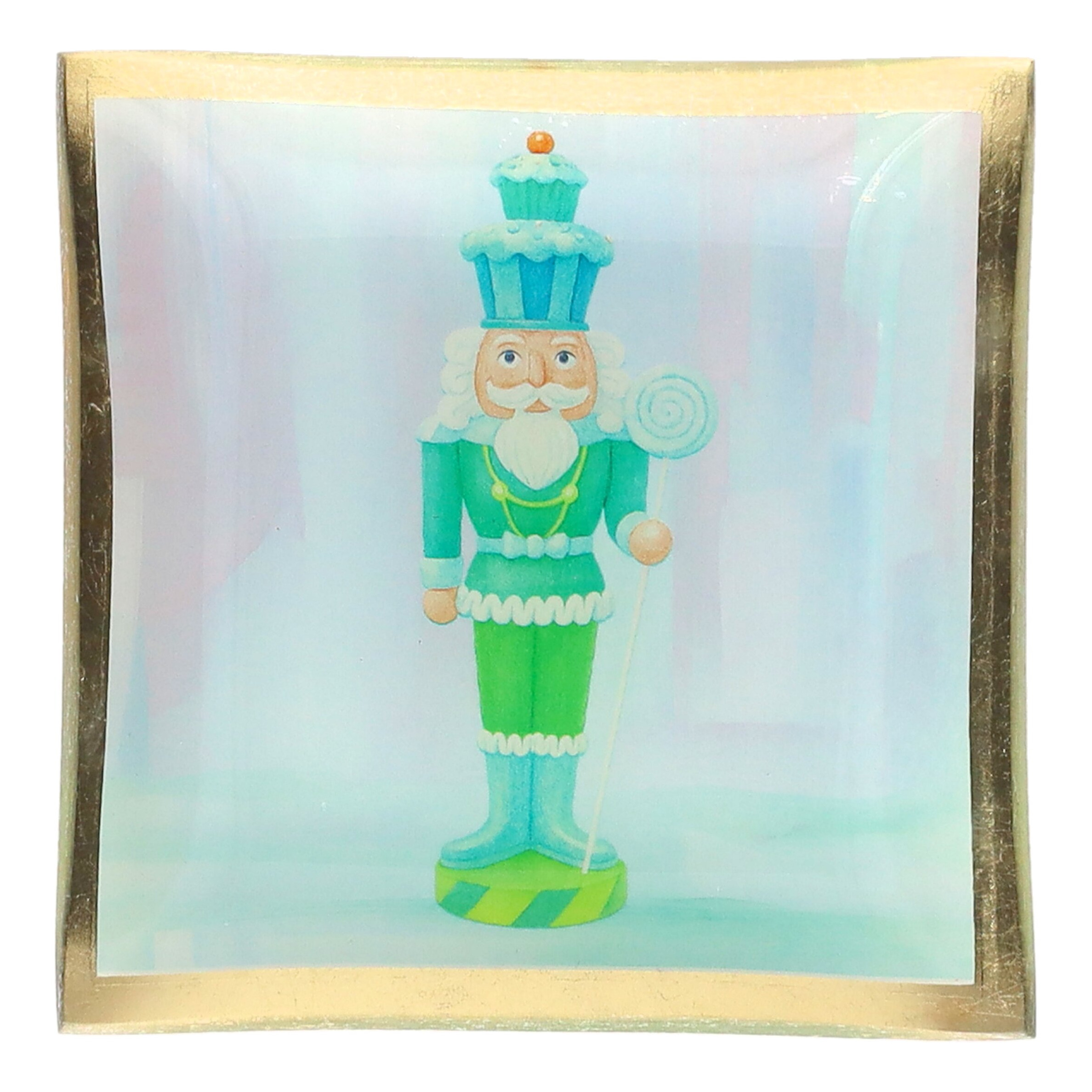 Love Plates Glasteller S mit Nußknacker Motiv, mehrfarbig figur, Weihnachtsfigur, Zauberer, Mintgrün, Lutschstab