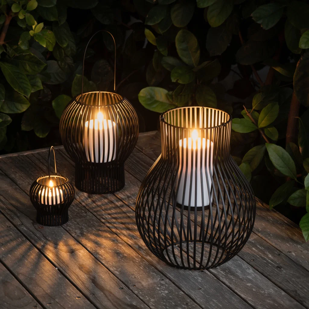 Laternen, Hängeleuchte, Outdoor-Beleuchtung, Metallgitter, Kugelform