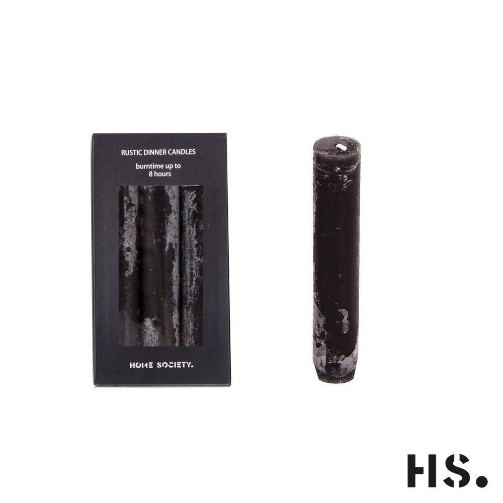 4UqfrZRg Rustic Dinner Candle S schwarz 6 Stück