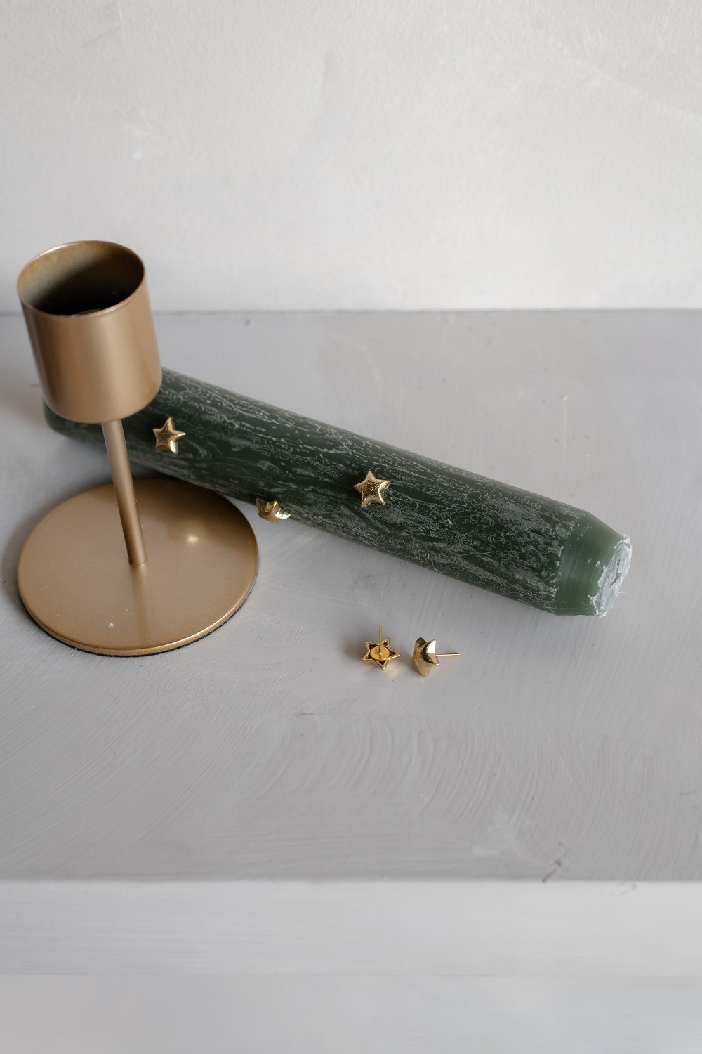 Kandelaber, Grün, Wachsduftstab, Star-Muster, Stumpenkerze