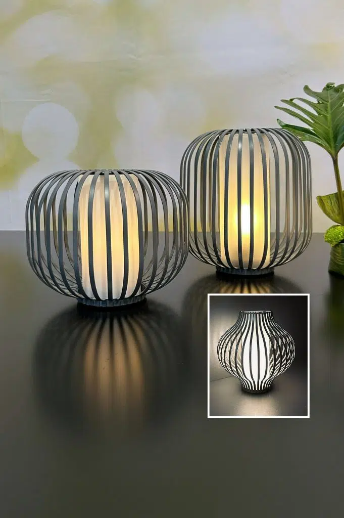 Lampe Atrani LED Metall grau breit Lampe Atrani LED Metall grau breit