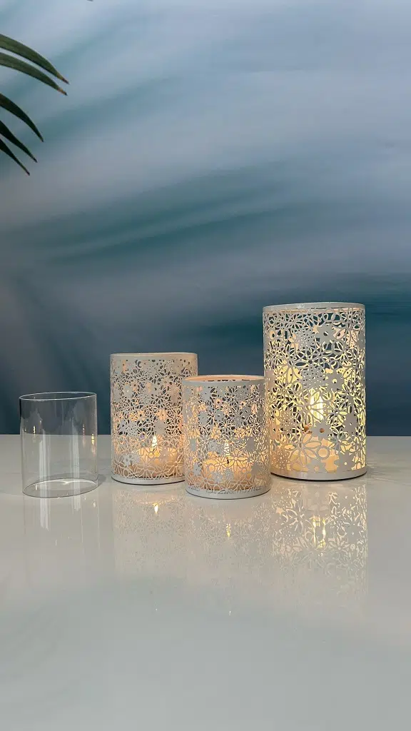 Metall Windlicht Fiori 11,5cm creme Metall Windlicht Fiori 11,5cm creme