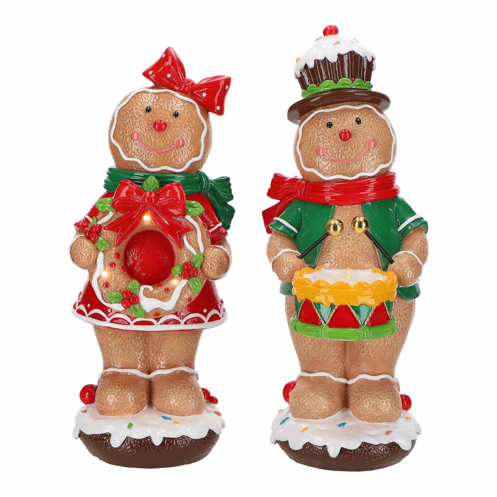 Gingerbread Boy & Girl LED 28,5cm Figur, Nussknacker