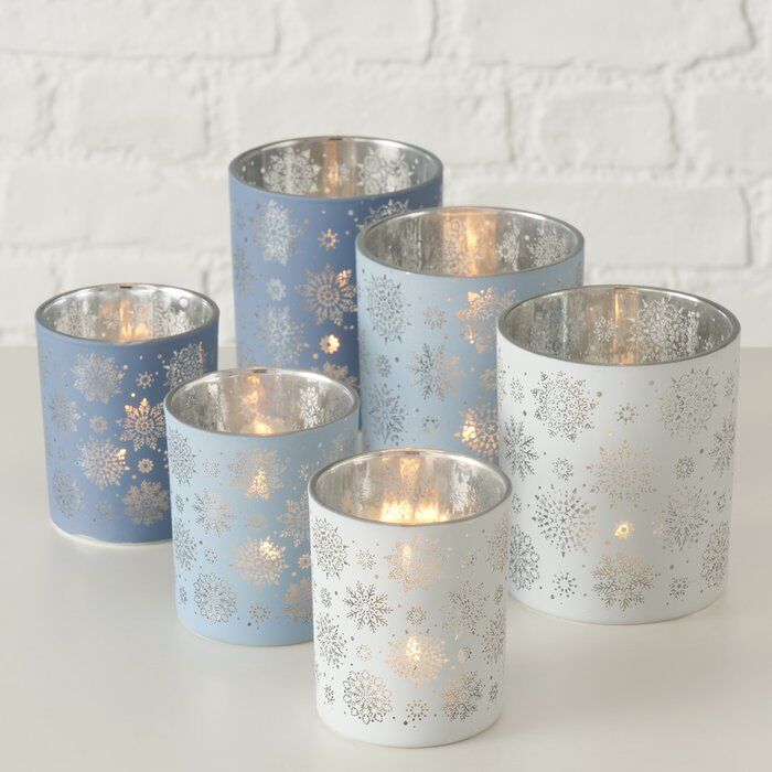 Windlicht Flake 8cm blau