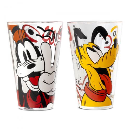Trinkglas Set Goofy & Pluto Glas, Tasse, Können, Zinn