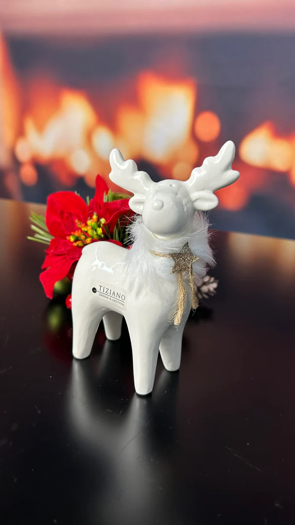 Deko Rentier Lars stehend 12cm cremeweiß Deko Rentier Lars stehend 12cm cremeweiß