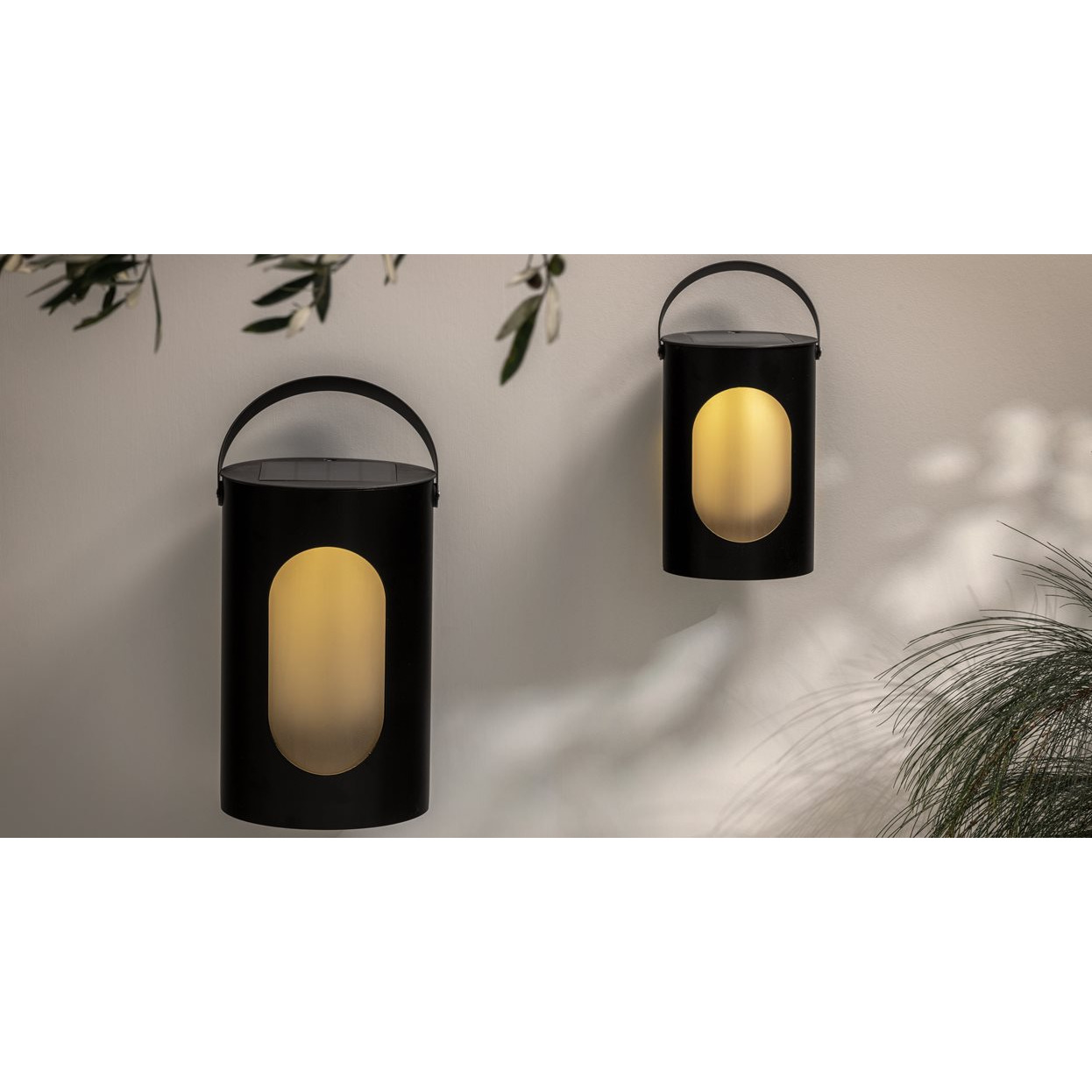 Solar Down Light Medium LED Solarleuchte schwarz 16,5x3cm laterne, wandlaterne, stahl, schwarz, glasfenster