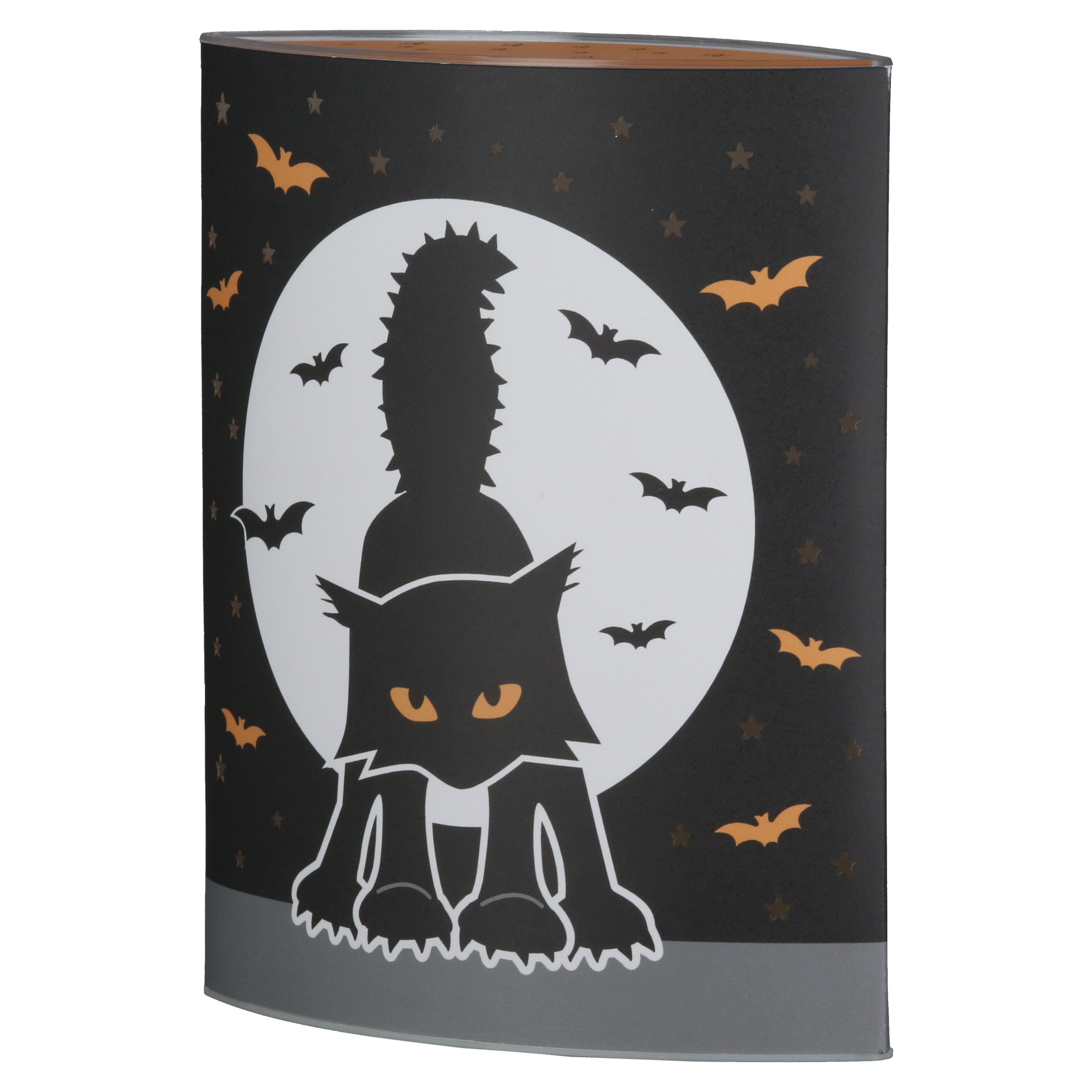 Dekoleuchte Halloween LED Papier Halloween, Katze, Fledermaus, Mond, Nacht