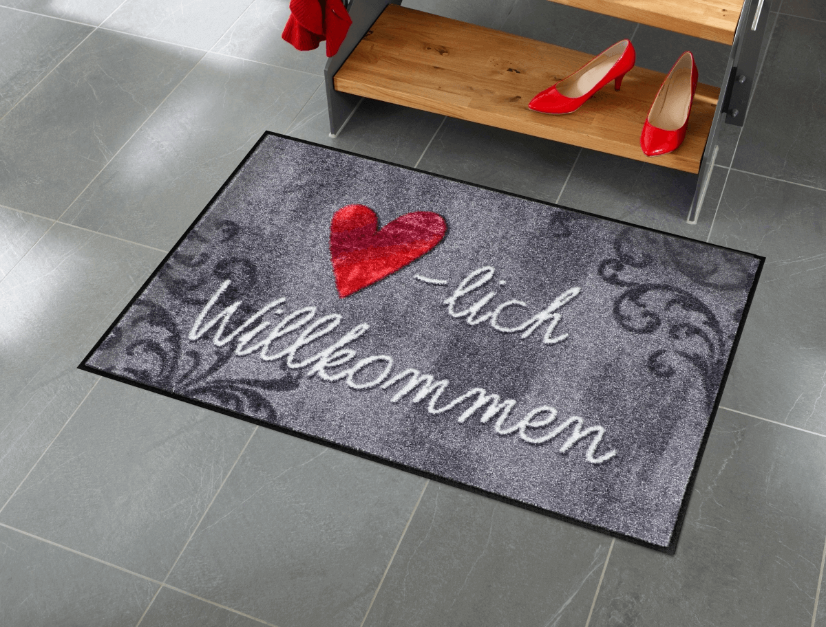 Wohnmatte Herzlich Aquarell