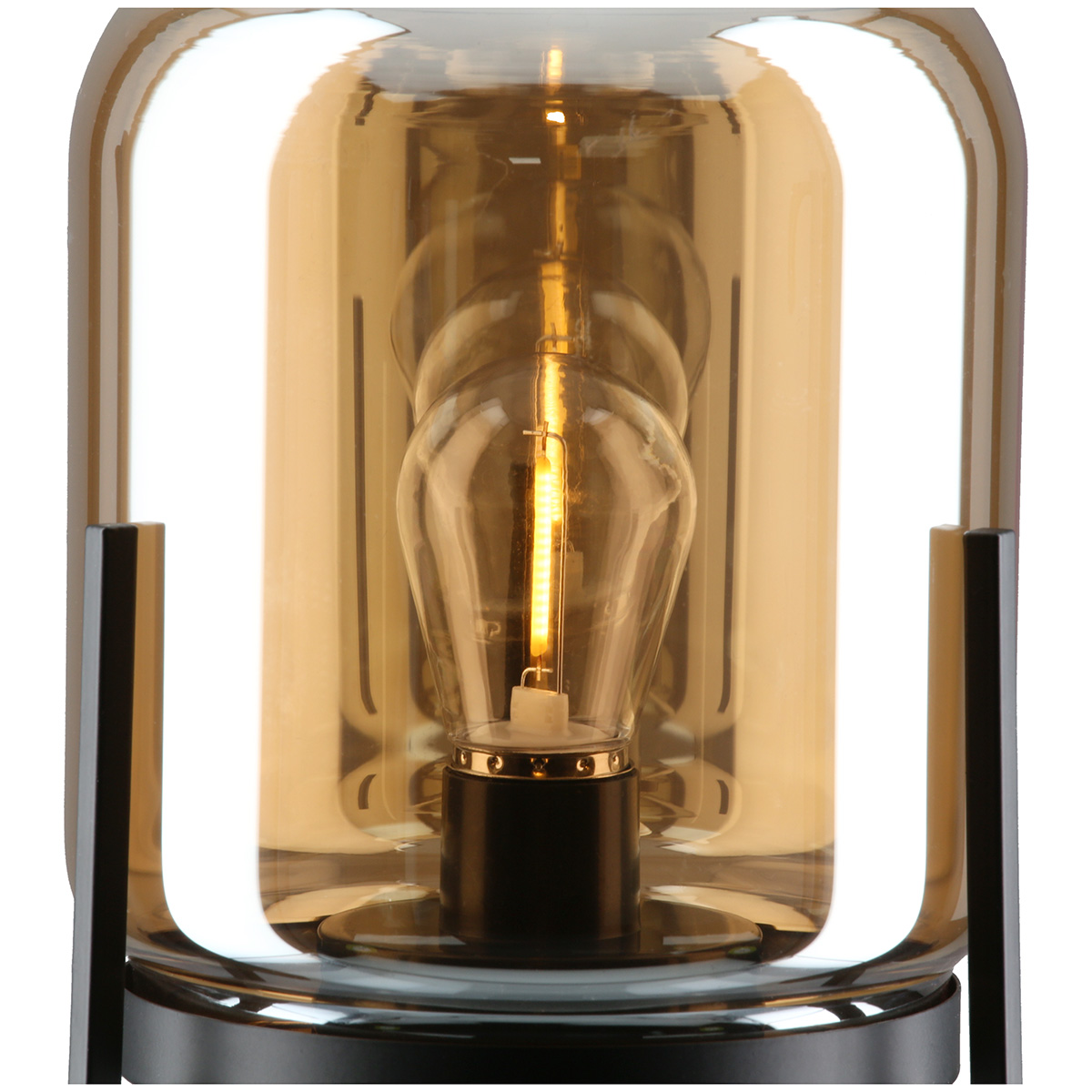 Windlicht Brightlight Schwarz LED Glas 20cm Lampen, Glühbirne, Vitrinen-Lampe, Industrie-Lampe, Edison-Lampe