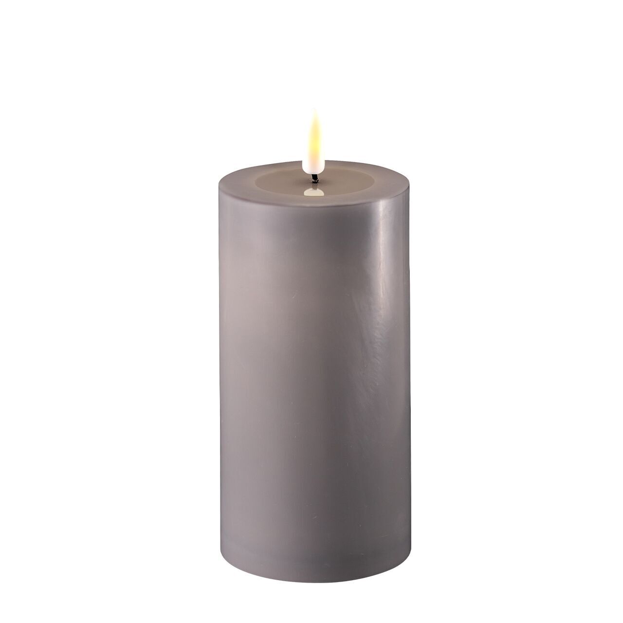 2021-RF-0032 Stumpenkerze LED grau 7,5 x 15cm
