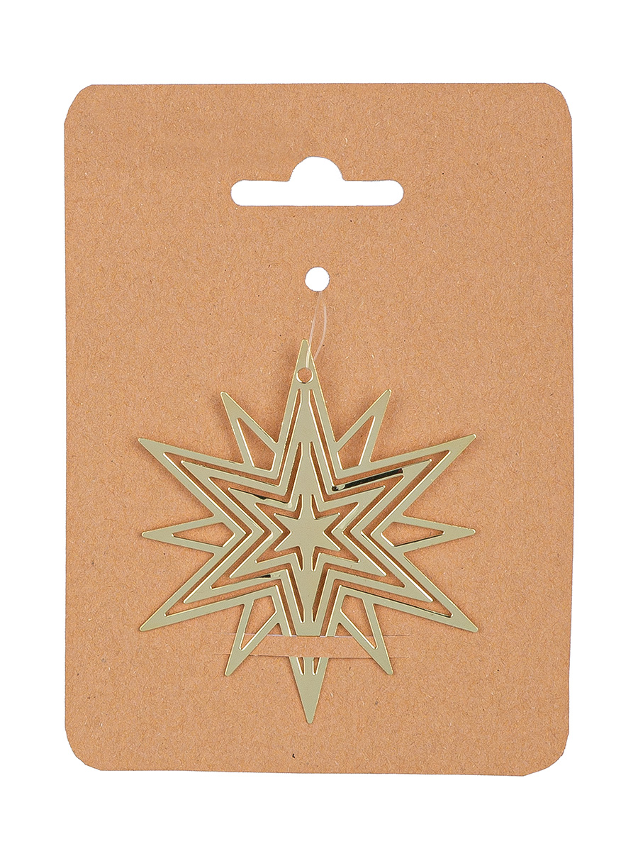 Deko Hänger Stern 3D gold 8cm stern, sternanhänger, holzkarton, goldfarben, weihnachtsdeko