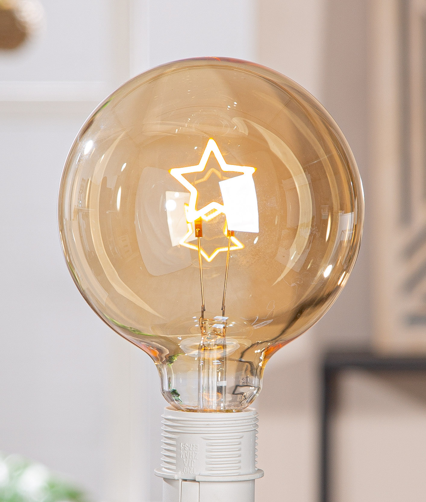 Leuchtmittel Herz mit Sternmotiv Licht, Glühbirne
