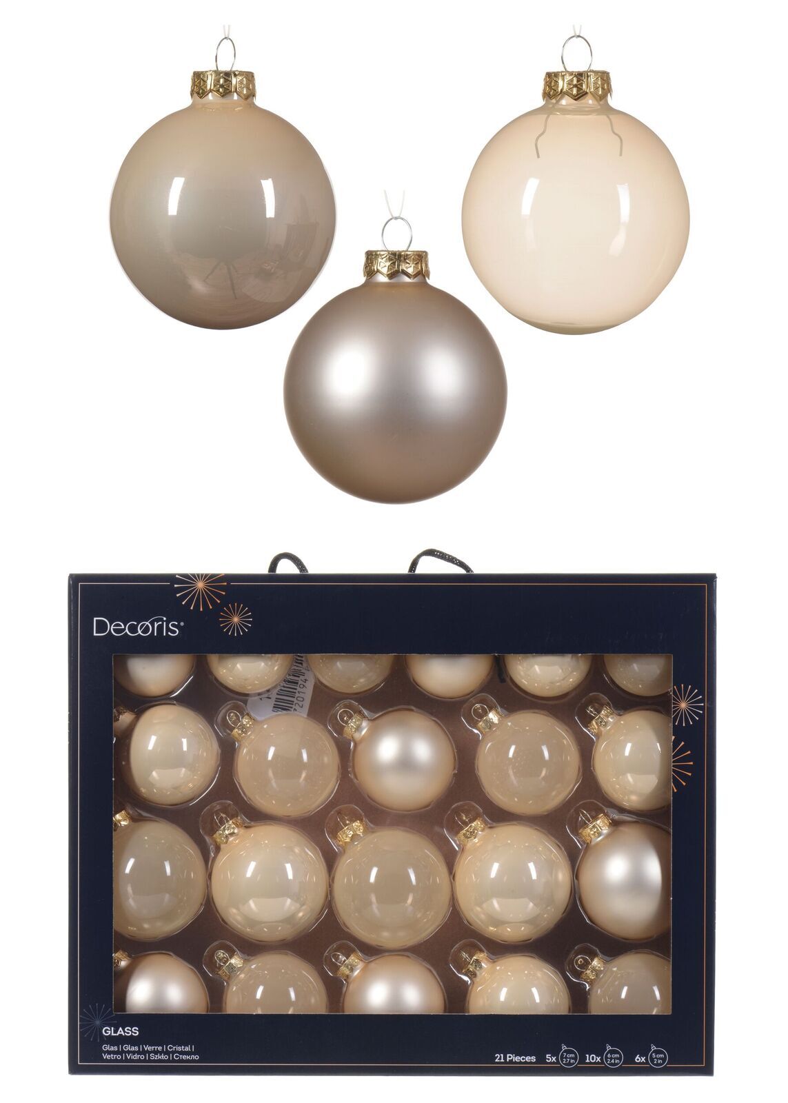 Baumschmuck Christbaumkugel Set creme 21tlg. Zubehor, Schmuck, Perle, Ohrring, Ei