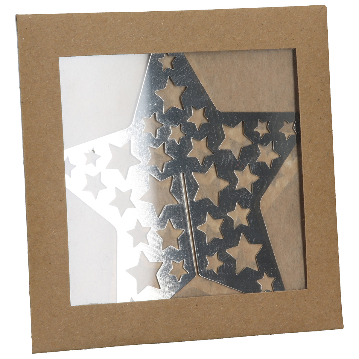 Deko Aufsteller Standrelief "Metallzauber" Sternmotiv 9cm Sternenmuster, Metallische Sterne, Ausschnittkunst, Schablone, Geschenkverpackung