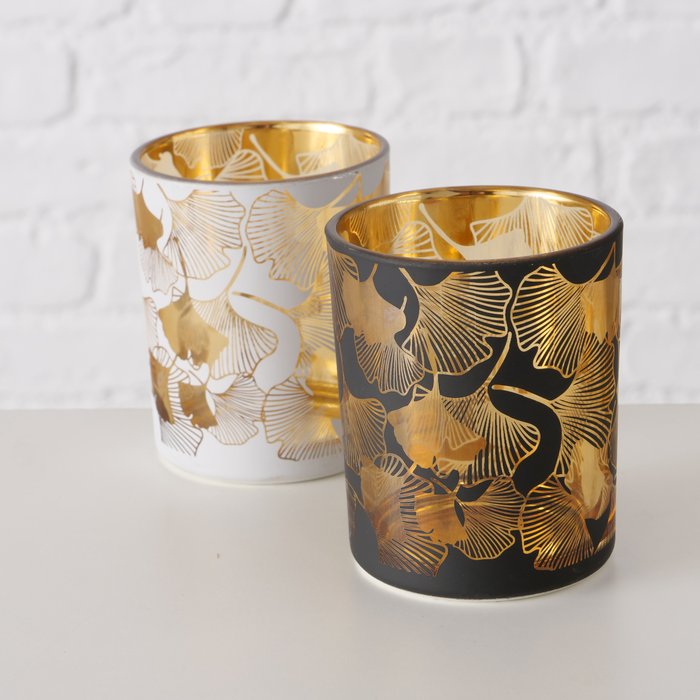 Windlicht Gingko 8cm weiß
