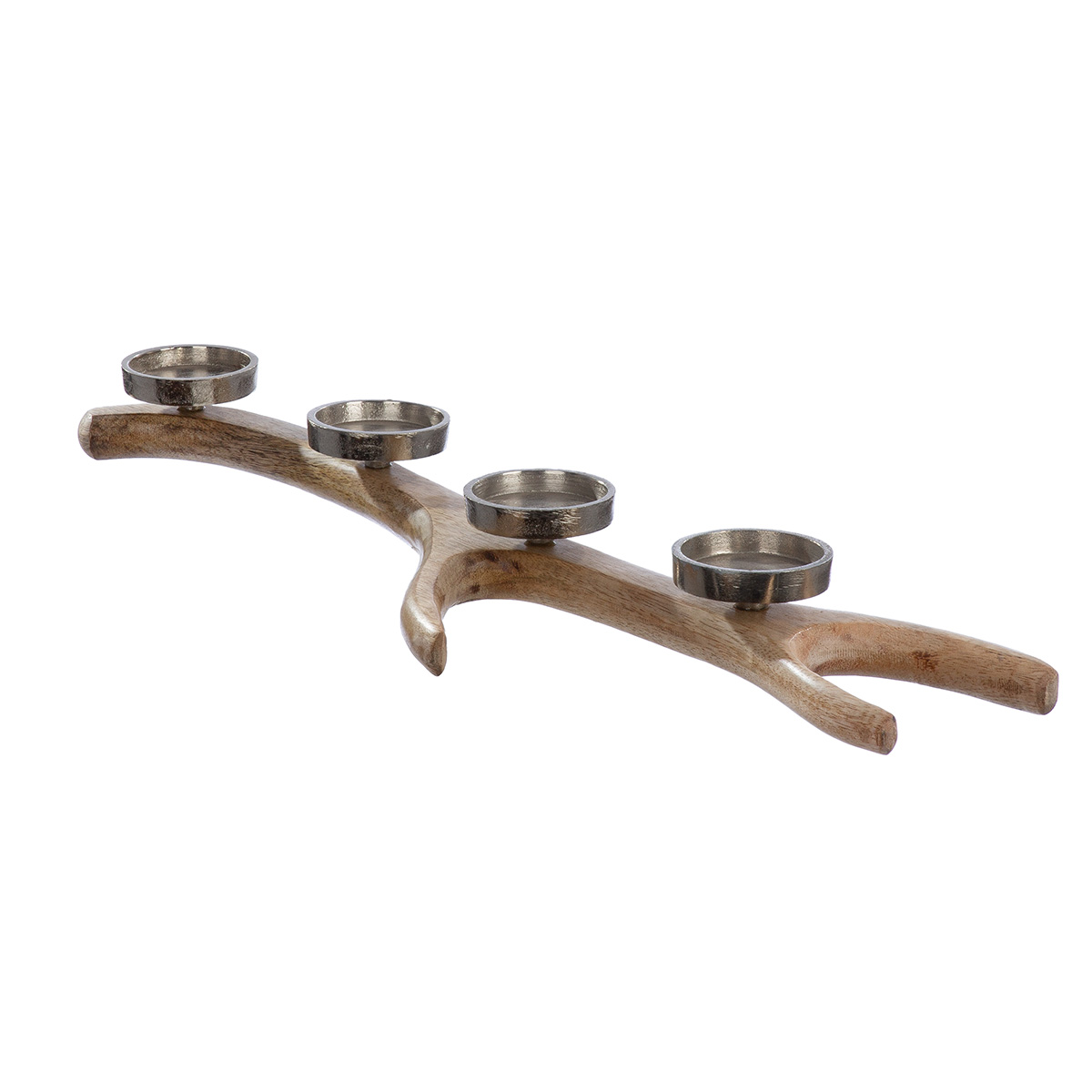 Adventsleuchter Geweih Mangoholz Kandilständer, Holz, Ast, Metall-Becher, Dekoration