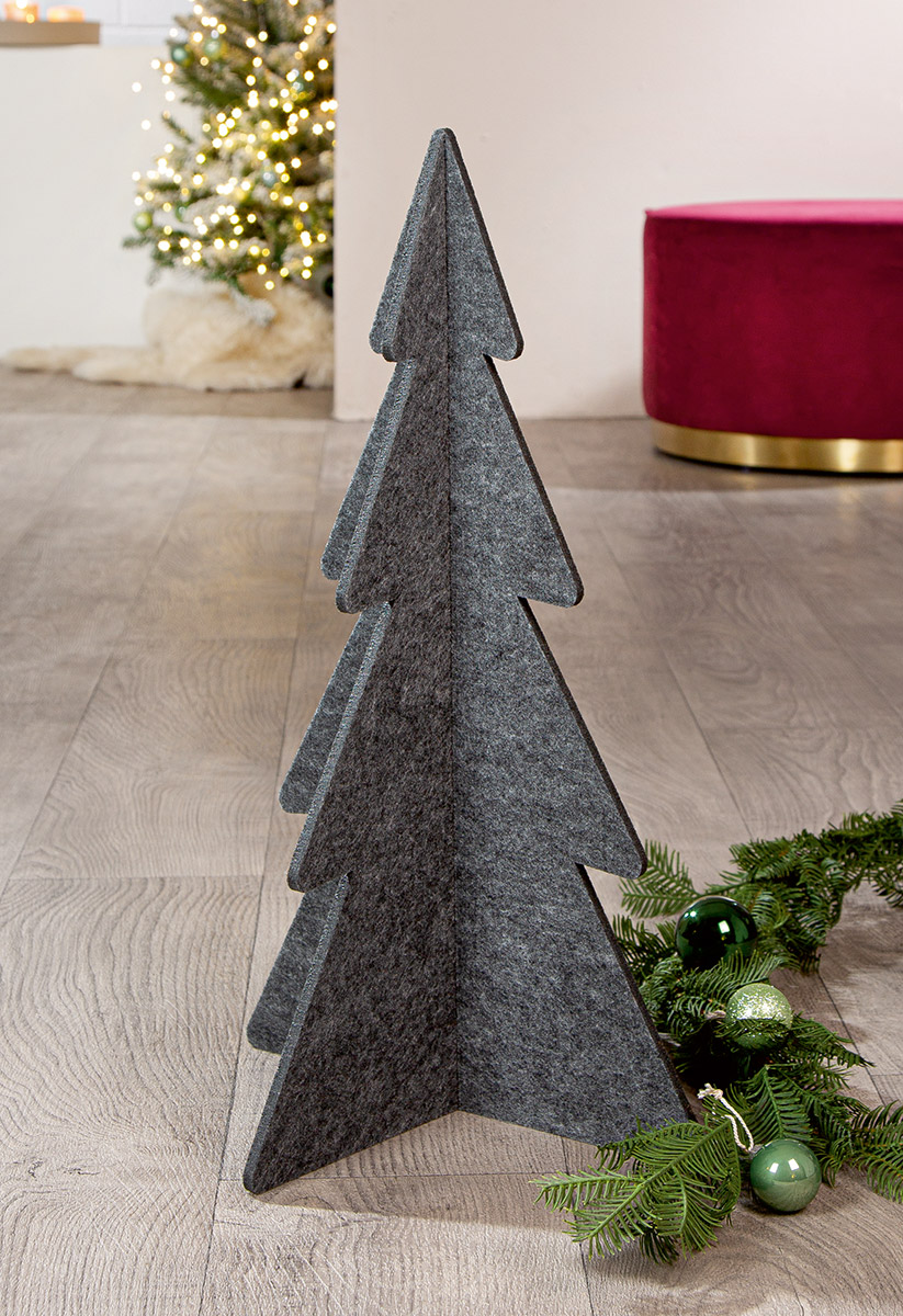 Weihnachtsbaum, Filzdeko, Deko-Baum, Grau, Spitzenform