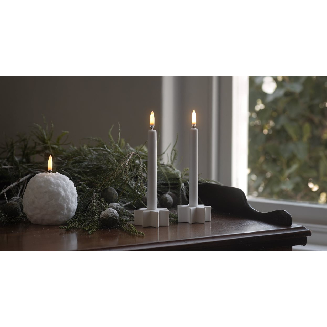 Piffany Snowball LED Kerze Nordic White 8x8cm Kerze, Teelichter, Weiß, Dekoration, Kaminbezug