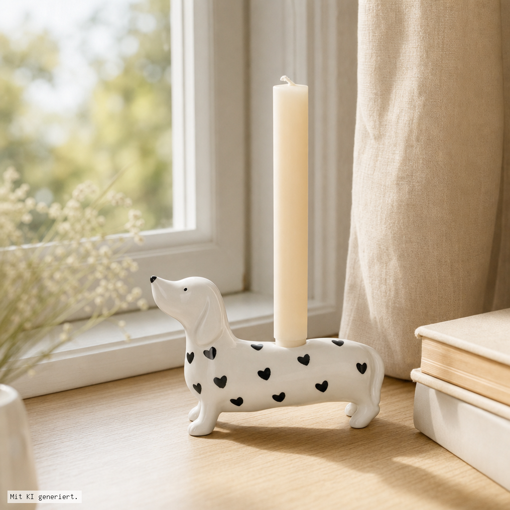 Hundedekoration, Kerzenhalter, Kerze, Herz Muster, Wohnaccessoire