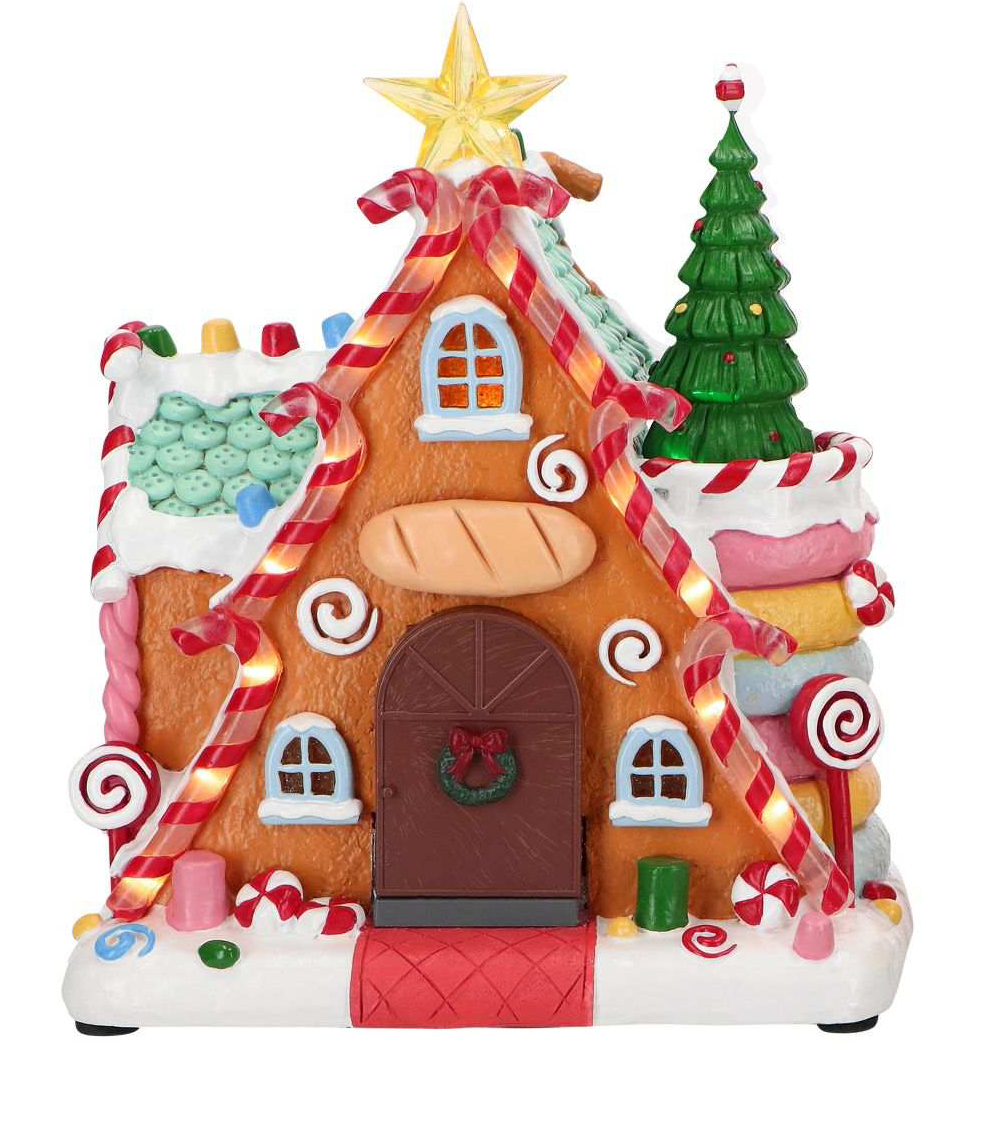 Gingerbread Candy House LED animiert 21cm Variante 1 Essen, Süßigkeiten, Geburtstagstorte, Nachtisch, Plätzchen